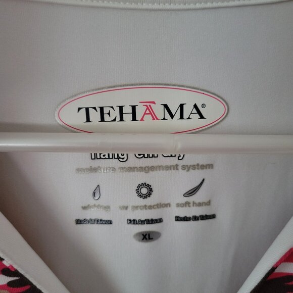 Tehama Hang 'em Dry Tennis Golf Polo Fun Printed Floral XL activewear women's - Picture 9 of 9